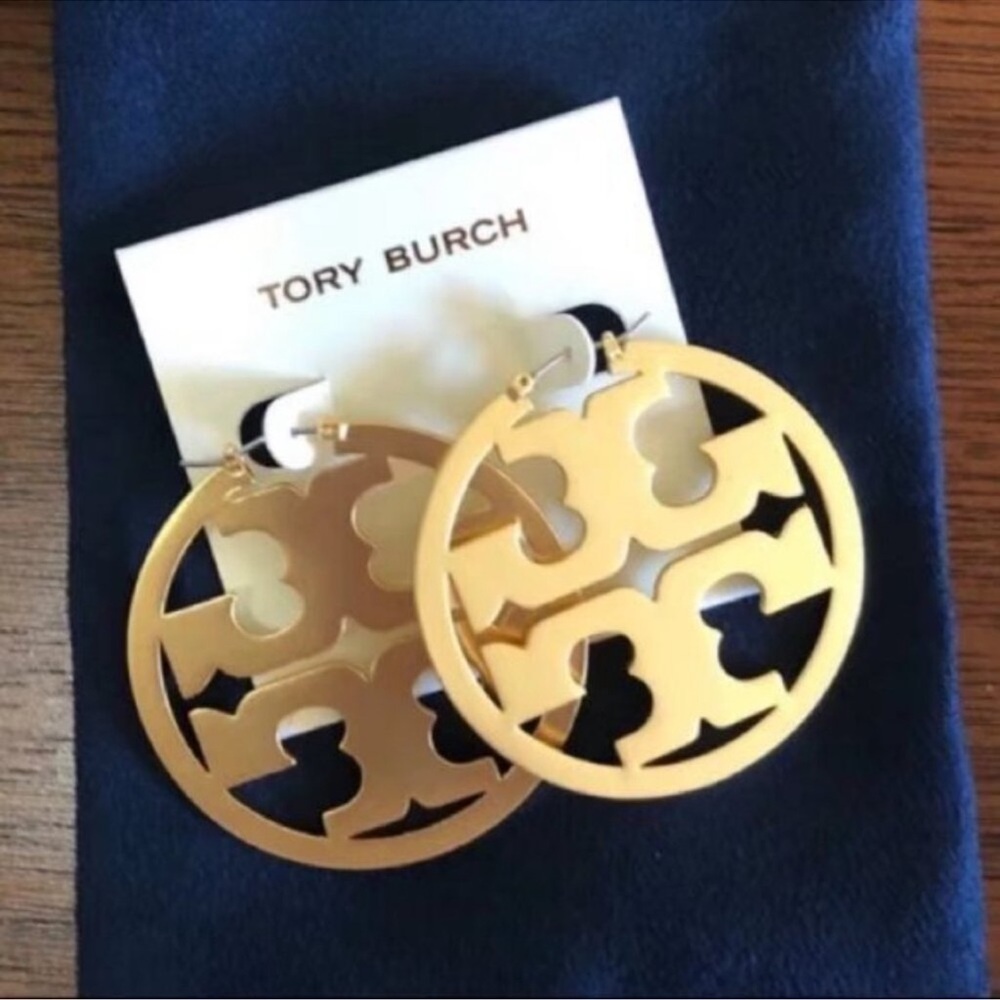 Tory Burch Gold Logo Earrings - Picture 11 of 14